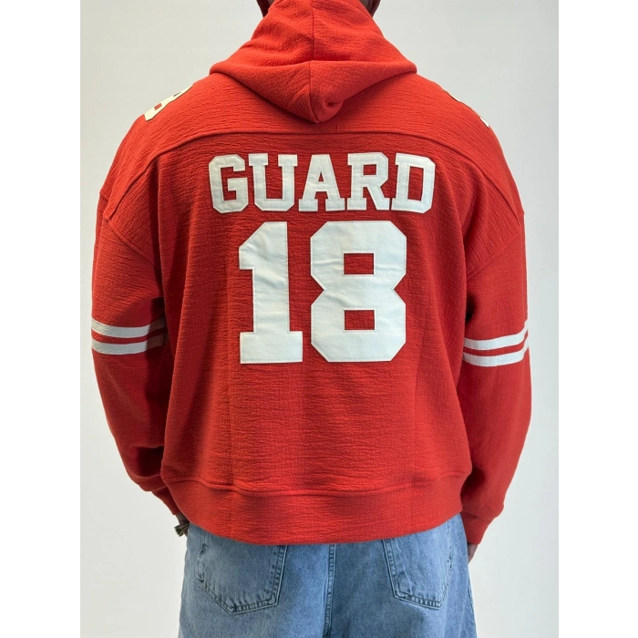 Guard 18 Nakış Detaylı Hoodie Kırmızı