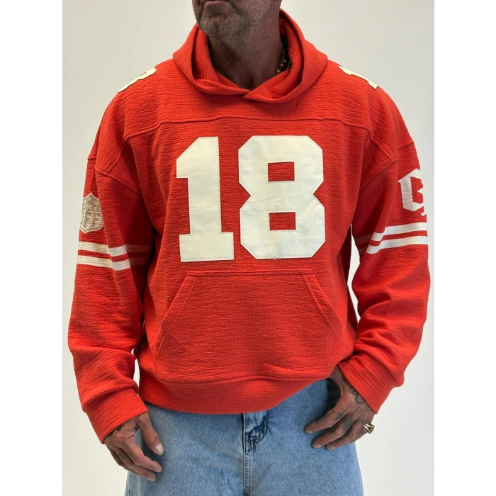 Guard 18 Nakış Detaylı Hoodie Kırmızı