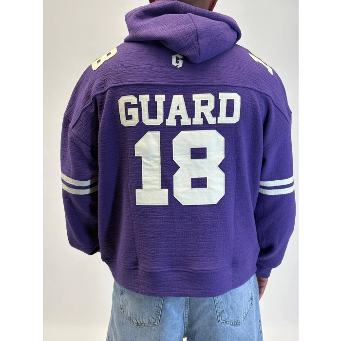 Guard 18 Nakış Detaylı Hoodie Mor