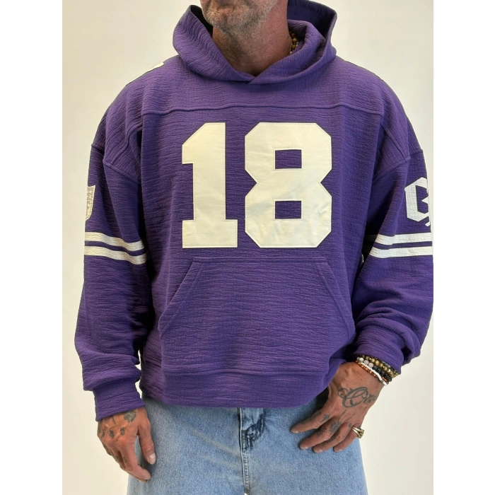 Guard 18 Nakış Detaylı Hoodie Mor