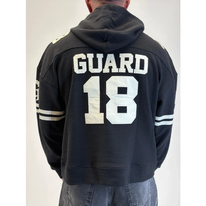 Guard 18 Nakış Detaylı Hoodie Siyah
