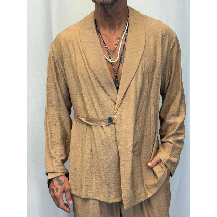 İpek Desenli Takım Elbise Camel