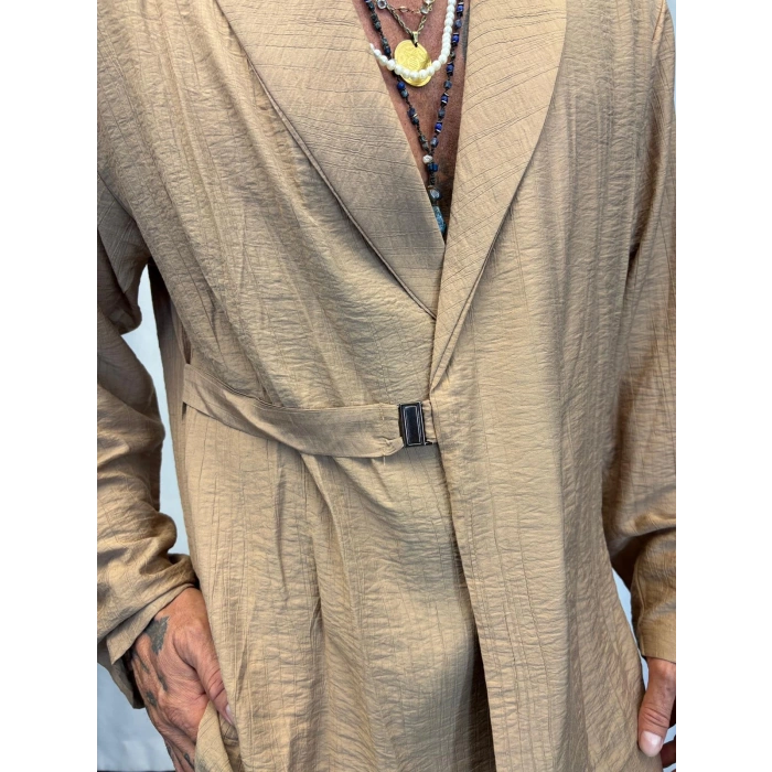 İpek Desenli Takım Elbise Camel