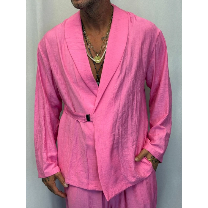 İpek Desenli Takım Elbise Pembe