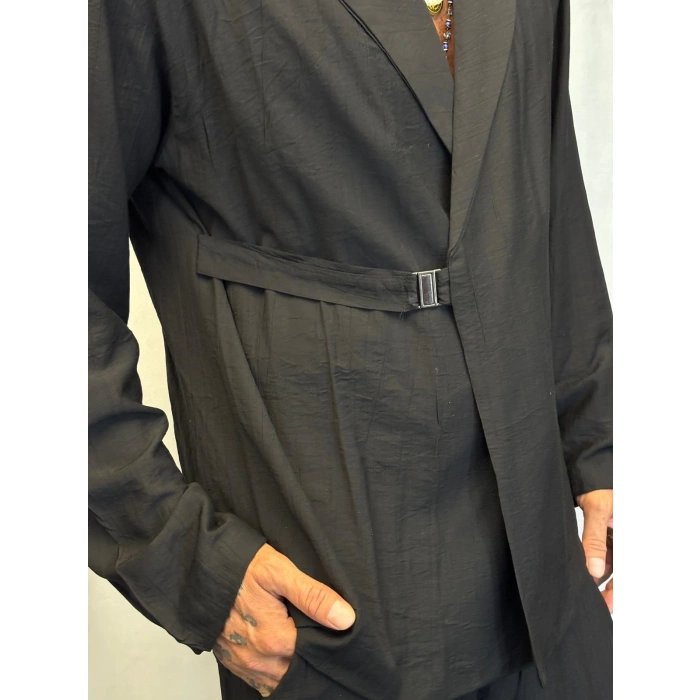 İpek Desenli Takım Elbise Siyah