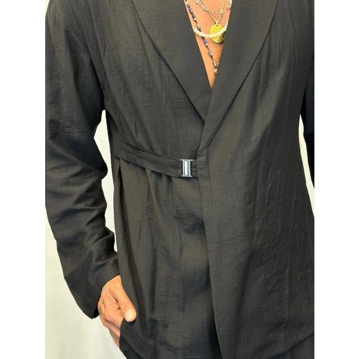 İpek Desenli Takım Elbise Siyah