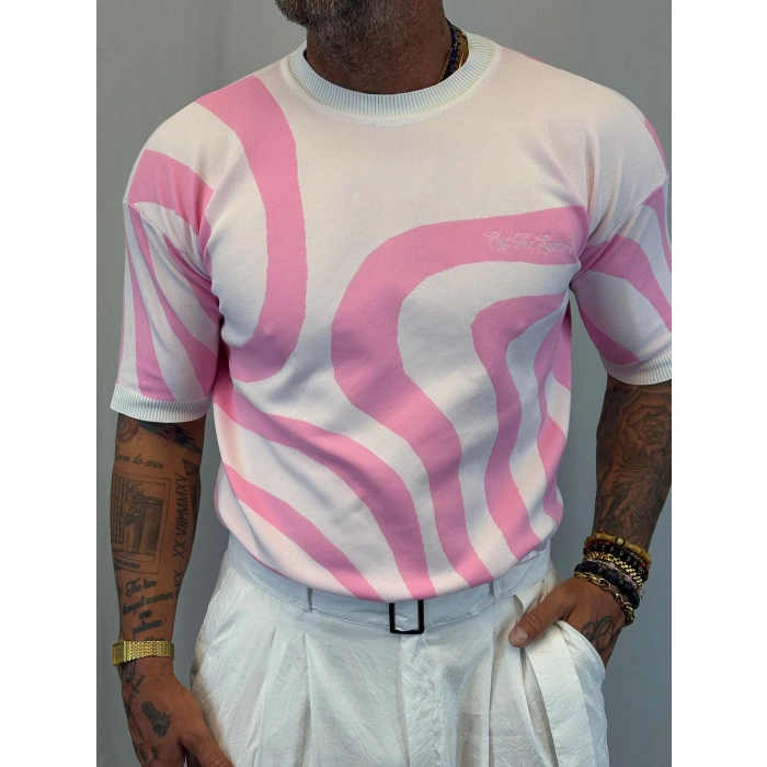 İpek Triko Dali T-Shirt Pembe