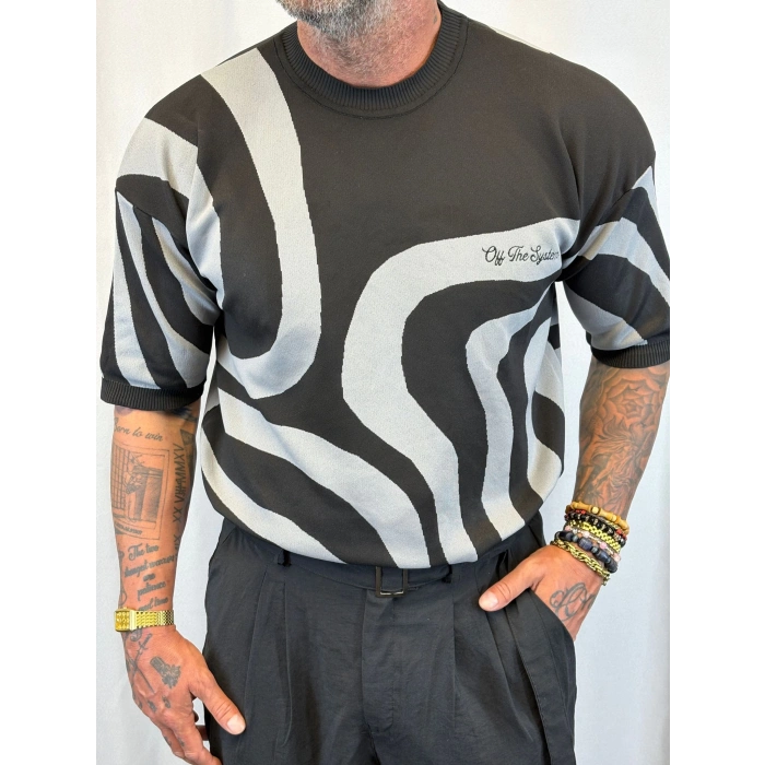 İpek Triko Dali T-Shirt Siyah