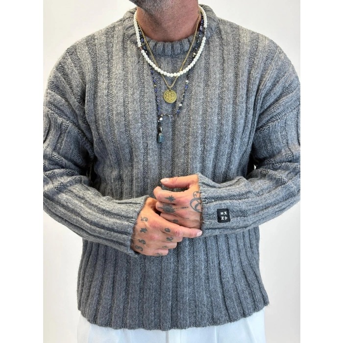 Kalın Fitilli Kazak Antrasit