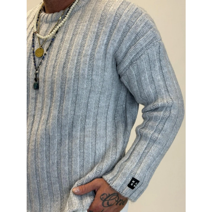 Kalın Fitilli Kazak Gri