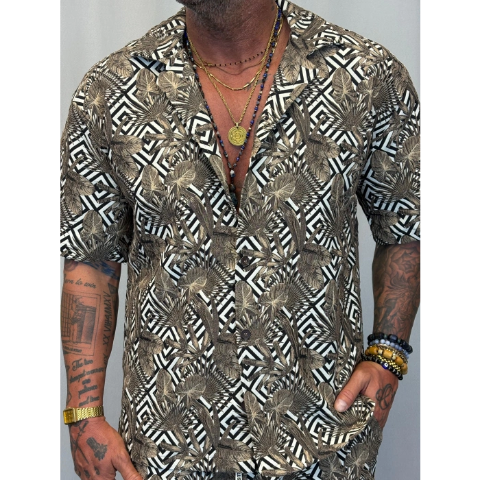 Kapitone Desenli Gömlek Haki