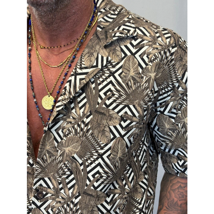 Kapitone Desenli Gömlek Haki