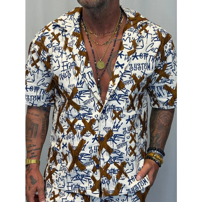 Kapitone Desenli Gömlek Kahverengi