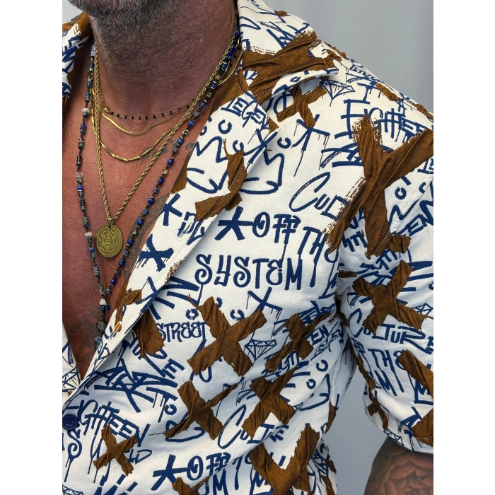 Kapitone Desenli Gömlek Kahverengi