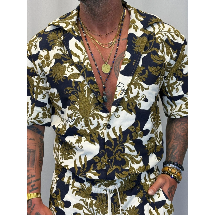 Kapitone Desenli Gömlek Yeşil