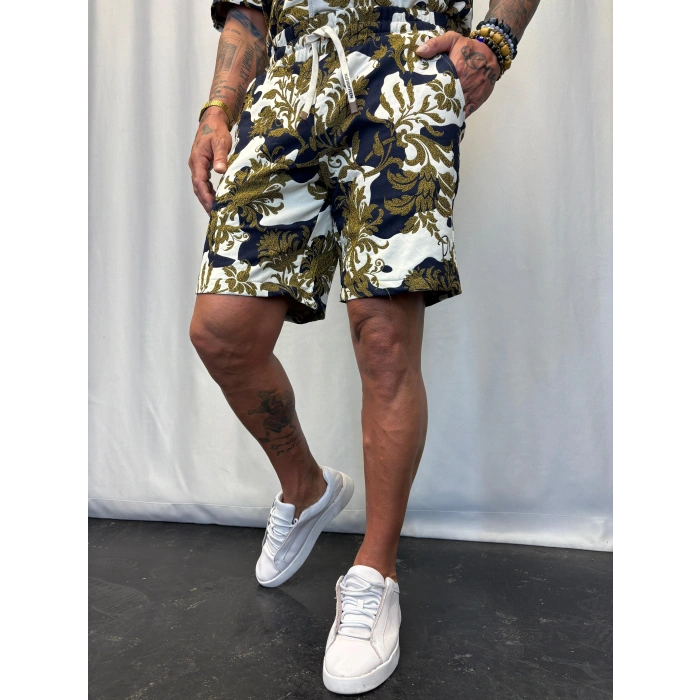 Kapitone Desenli Şort Yeşil