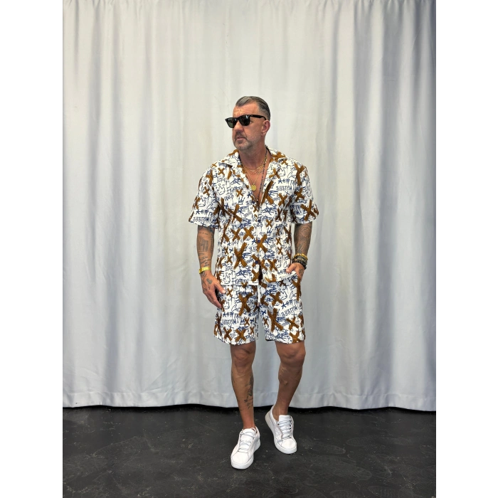 Kapitone Desenli Takım Kahve