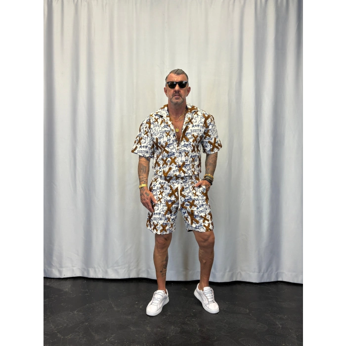 Kapitone Desenli Takım Kahve