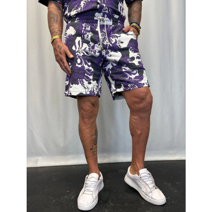 Kapitone Desenli Takım Mor