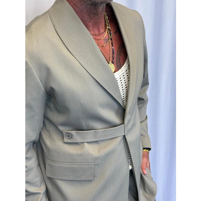 Kemer Detaylı Takım Elbise Çağla Yeşili