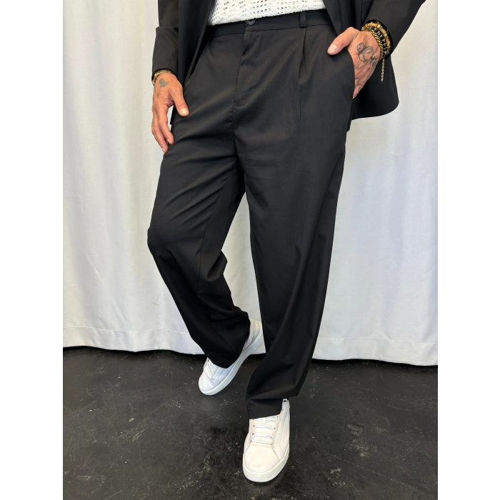 Kemer Detaylı Takım Elbise Siyah