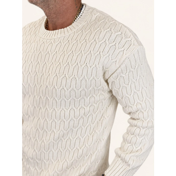 Knit Arcylic Yıpratma Kazak Bej