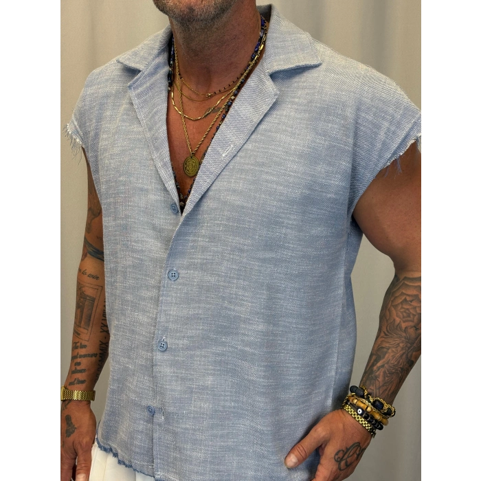 Kolsuz Denim Jakar Gömlek Gri