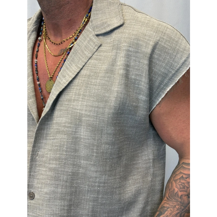 Kolsuz Denim Jakar Gömlek Haki