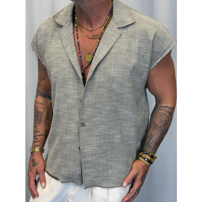 Kolsuz Denim Jakar Gömlek Haki