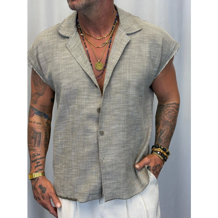 Kolsuz Denim Jakar Gömlek Haki