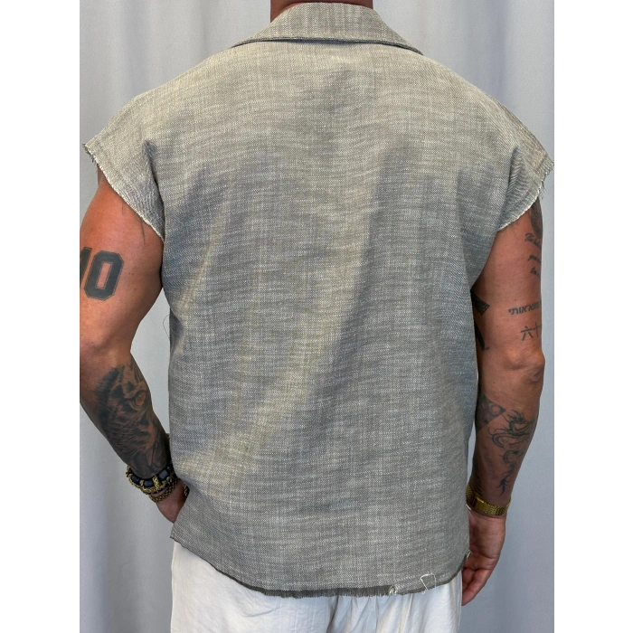 Kolsuz Denim Jakar Gömlek Haki