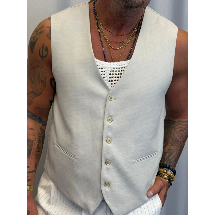 Kolsuz Gömlek Yelek Gri