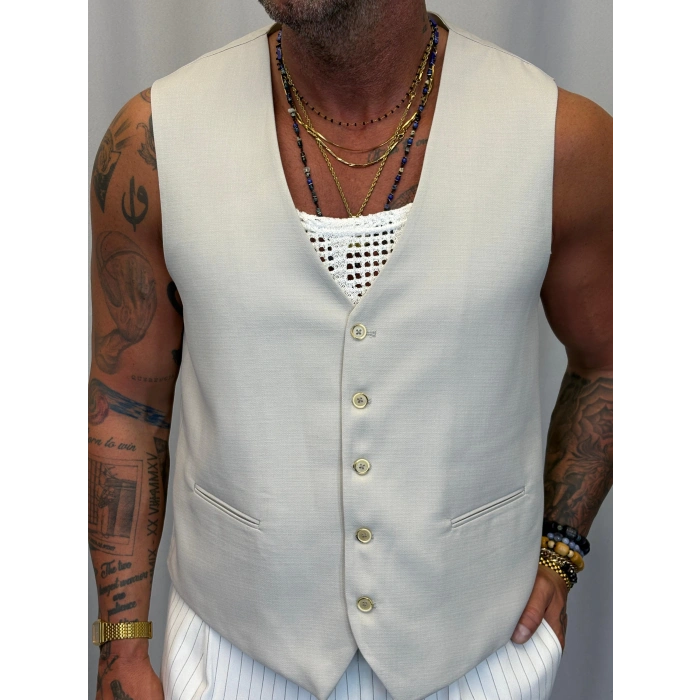 Kolsuz Gömlek Yelek Gri