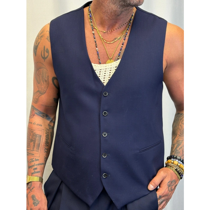 Kolsuz Gömlek Yelek Lacivert