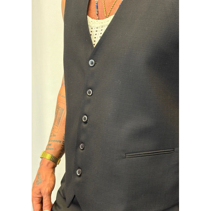 Kolsuz Gömlek Yelek Siyah