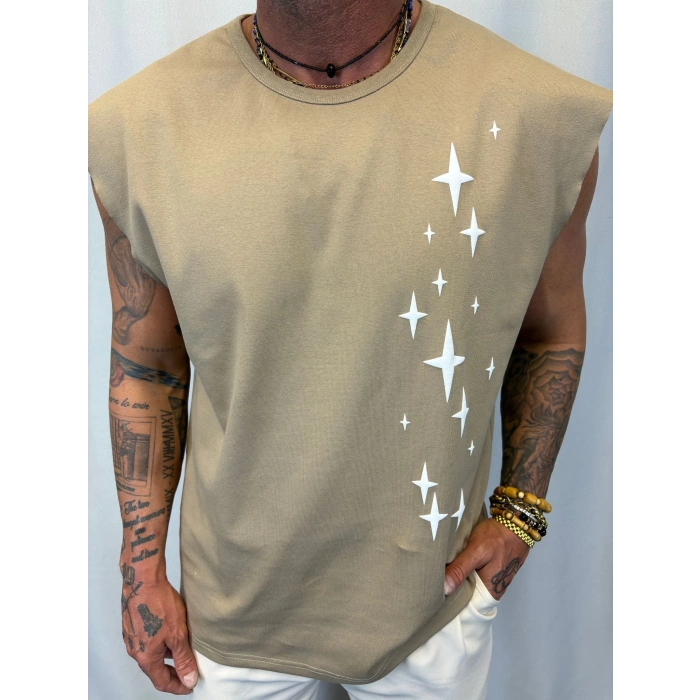 Kolsuz Penye T-Shirt Bej