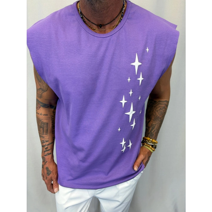 Kolsuz Penye T-Shirt Mor