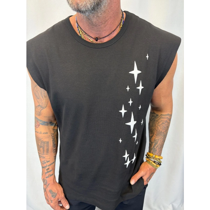 Kolsuz Penye T-Shirt Siyah