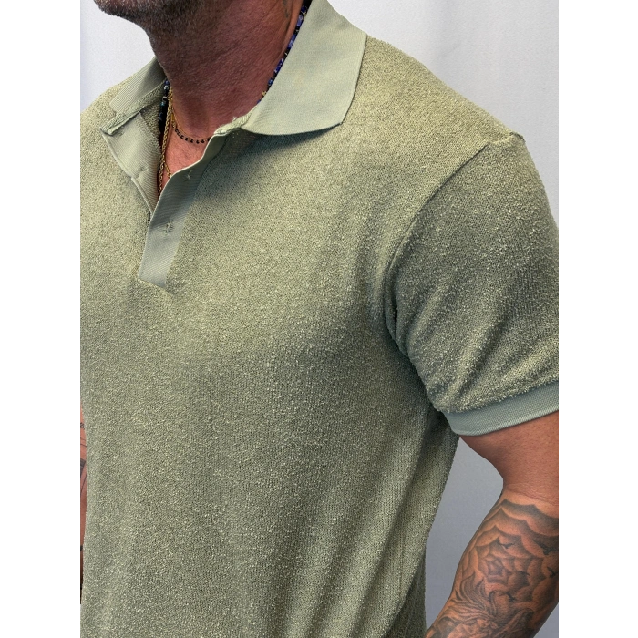 Kumaş Yakalı İnce Triko Haki