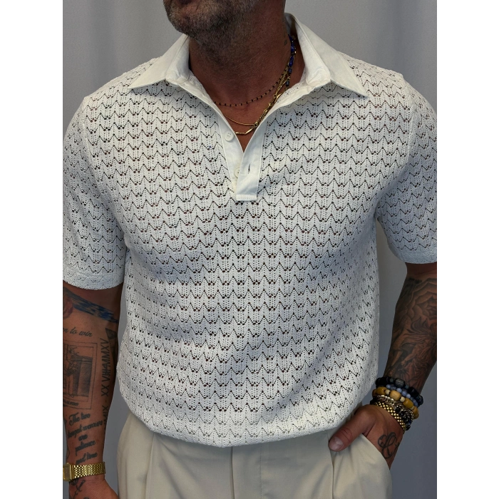 Kumaş Yakalı Özel Triko Beyaz