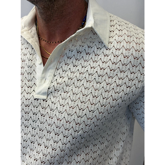 Kumaş Yakalı Özel Triko Beyaz