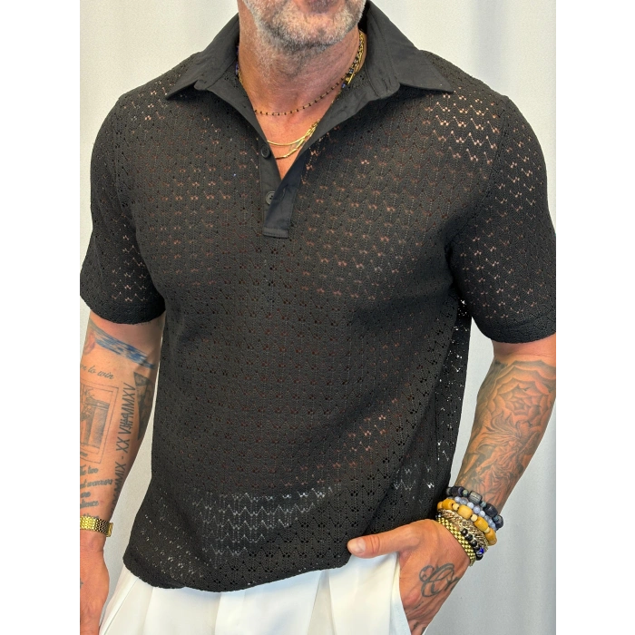 Kumaş Yakalı Özel Triko Siyah