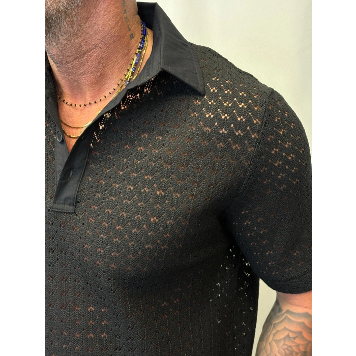 Kumaş Yakalı Özel Triko Siyah