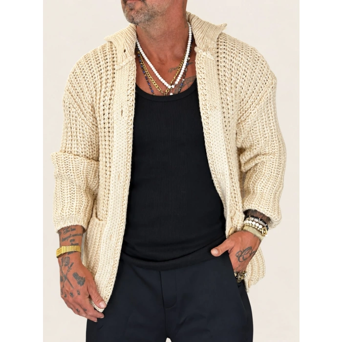 Long Knıt Cardigan Ekru
