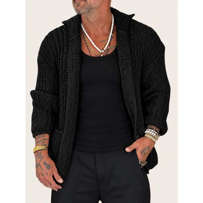 Long Knıt Cardigan Siyah