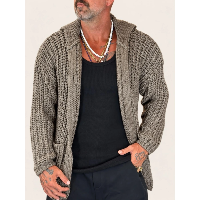 Long Knıt Cardigan Vizon