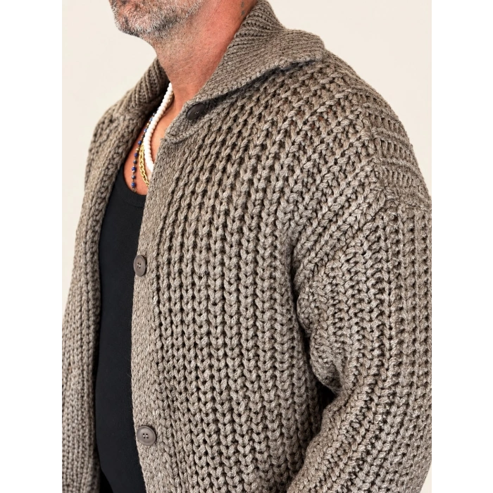 Long Knıt Cardigan Vizon