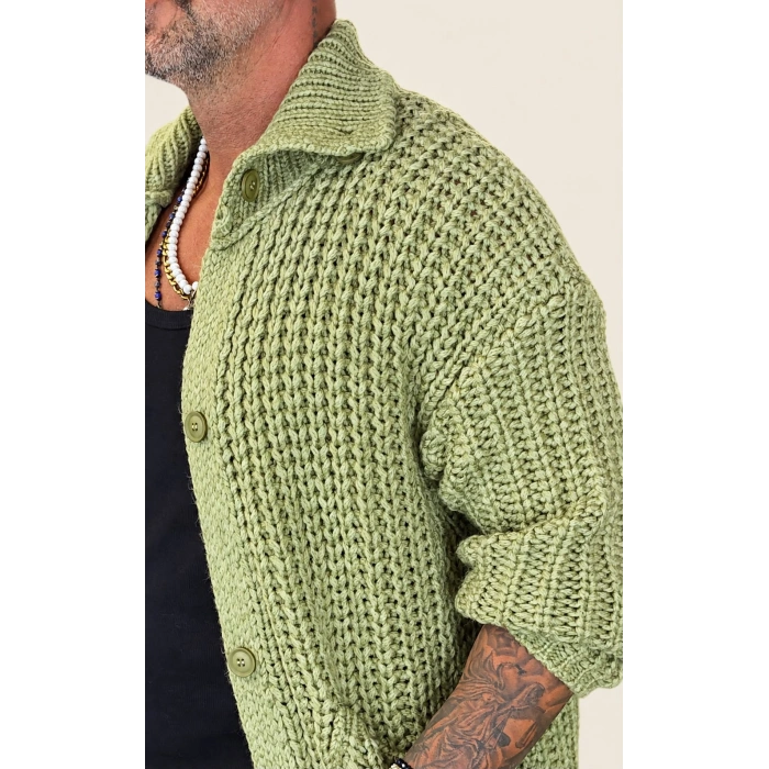 Long Knıt Cardigan Yeşil