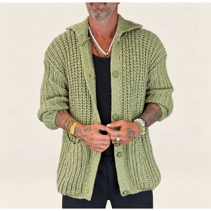 Long Knıt Cardigan Yeşil
