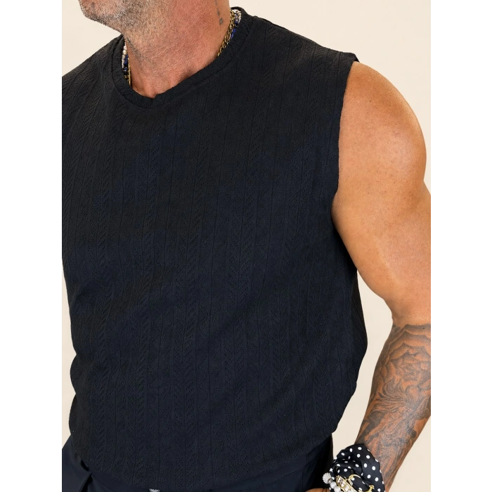 Milano Premium Dokulu T-shirt Siyah